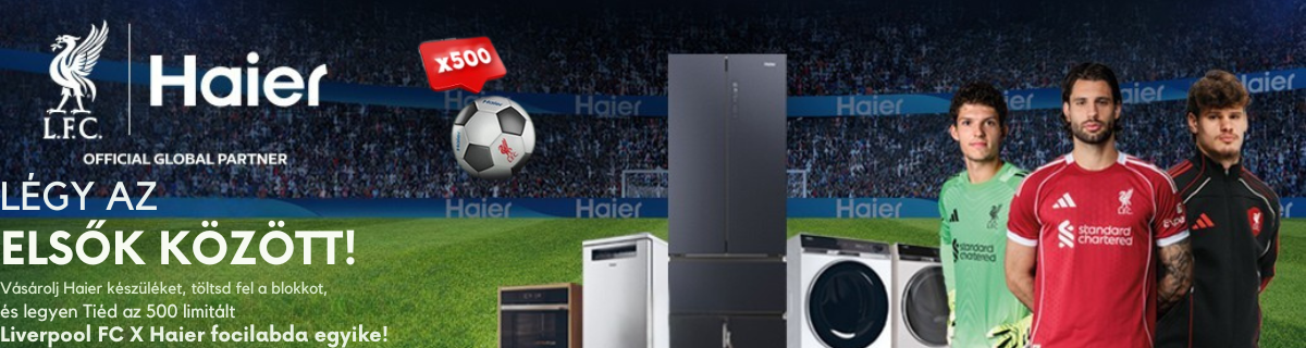Ajándék Liverpool focilabda Haier háztartási gépek mellé