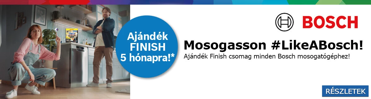 5 hónapra elegendő ajándék Finish kapszula Bosch mosogatógépekhez