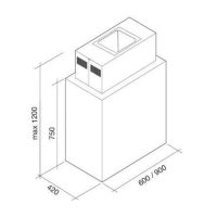 Falmec LAGUNA 60 T800 burkolható Sziget páraelszívó LED világítás  1 db motor, 670 m3/h,  53-63 dB zajszint,  60 cm széles,  B Energiaosztály