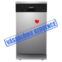  HOMEFORT HMGS0421S Szabadonálló mosogatógép 10 teríték, 8 L fogyasztás, 7 program, 47 dB zajszint, E energiaosztály, Felső evőeszköztartó tálca, 45 cm, Digit.kijelző