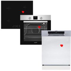   HOMEFORT HSB64DGX Beépíthető Sütő + HOMEFORT HFBI64T0B Beépíthető Indukciós főzőlap + HOMEFORT HMGF0661DS Beépíthető mosogatógép