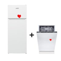   HOMEFORT HHSF2212W Felülfagyasztós hűtőszekrény + HOMEFORT HMGB0421B Beépíthető mosogatógép