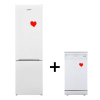   HOMEFORT HHSA2288W Alulfagyasztós hűtőszekrény + HOMEFORT HMGS0421AW Szabadonálló mosogatógép