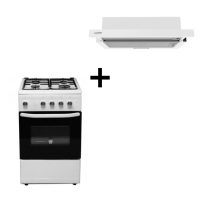   Orion FGO400W Gáztűzhely + HOMEFORT HPK611W Beépíthető Kihúzható páraelszívó