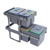 EKOTECH TANDEM SHORT 40 - 1x15 liter + 2x7 liter + 2x12 liter Szelektív hulladékgyűjtő