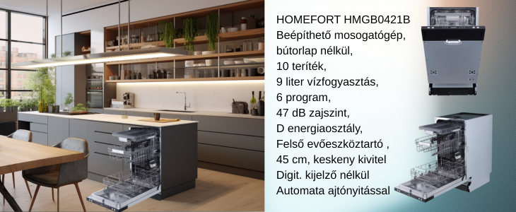 HMGB0421B HOMEFORT beépíthető mosogaógép