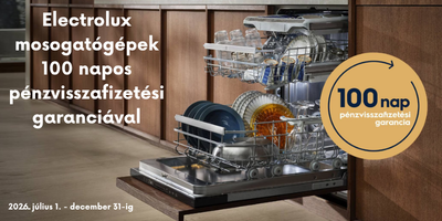 100 napos pénvisszafizetési garancia elextrolux mosogatógépekre