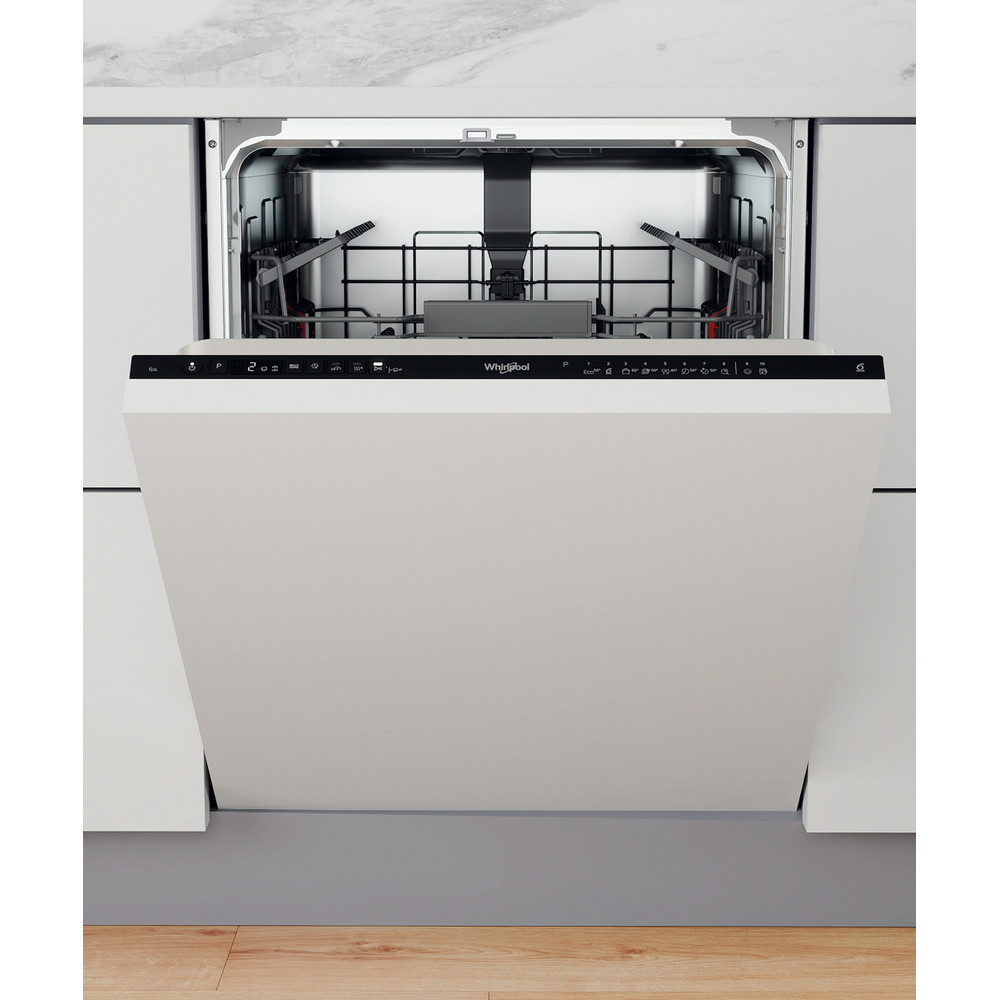 Whirlpool WIO 3C33 E 6.5 +5 ÉV Garanciával*, Beépíthető mosogatógép, bútorlap nélkül 14 teríték, 6.5 L fogyasztás, 10 program, 43 dB zajszint, D energia, Alsó evőeszköztartó , 60 cm, Digit. kijelző, Automata ajtónyitás nélkül