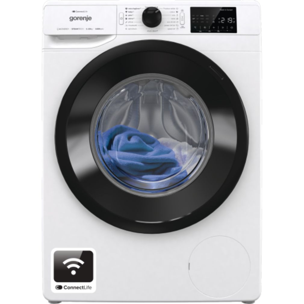 Gorenje WPNEI14A2SWIFI Elöltöltős mosógép A Energiaosztály, 10 kg, Normál mélység, 1400 fordulat/perc, Centrifugálási zajszint: 76 dB, Inverter motorral,  Gőzfunkcióval