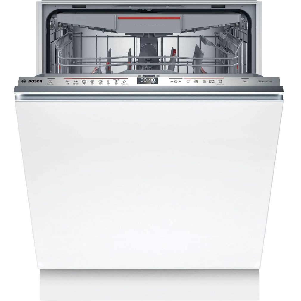 Bosch SMD6ECX00E +5 ÉV Garanciával*, Beépíthető mosogatógép, bútorlap nélkül 14 teríték, 9 L fogyasztás, 8 program, 42 dB zajszint, B energia, Felső evőeszköztartó , 60 cm, Digit. kijelző, Automata ajtónyitással