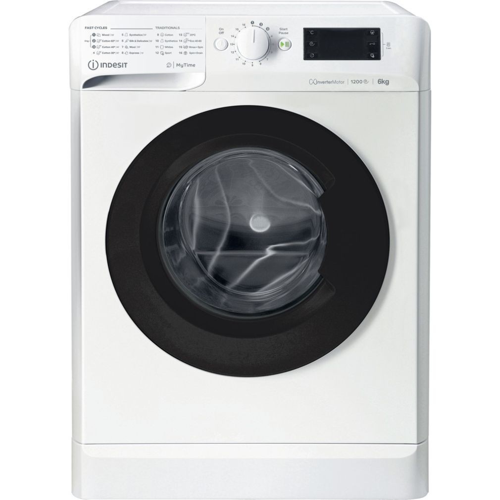 Indesit MTWSE 61294 WK EE +5 ÉV Garanciával*, Elöltöltős mosógép C Energiaosztály, 6 kg, Keskeny mélység, 1200 fordulat/perc, Centrifugálási zajszint: 76 dB, Inverter motorral, Gőzfunkció nélkül